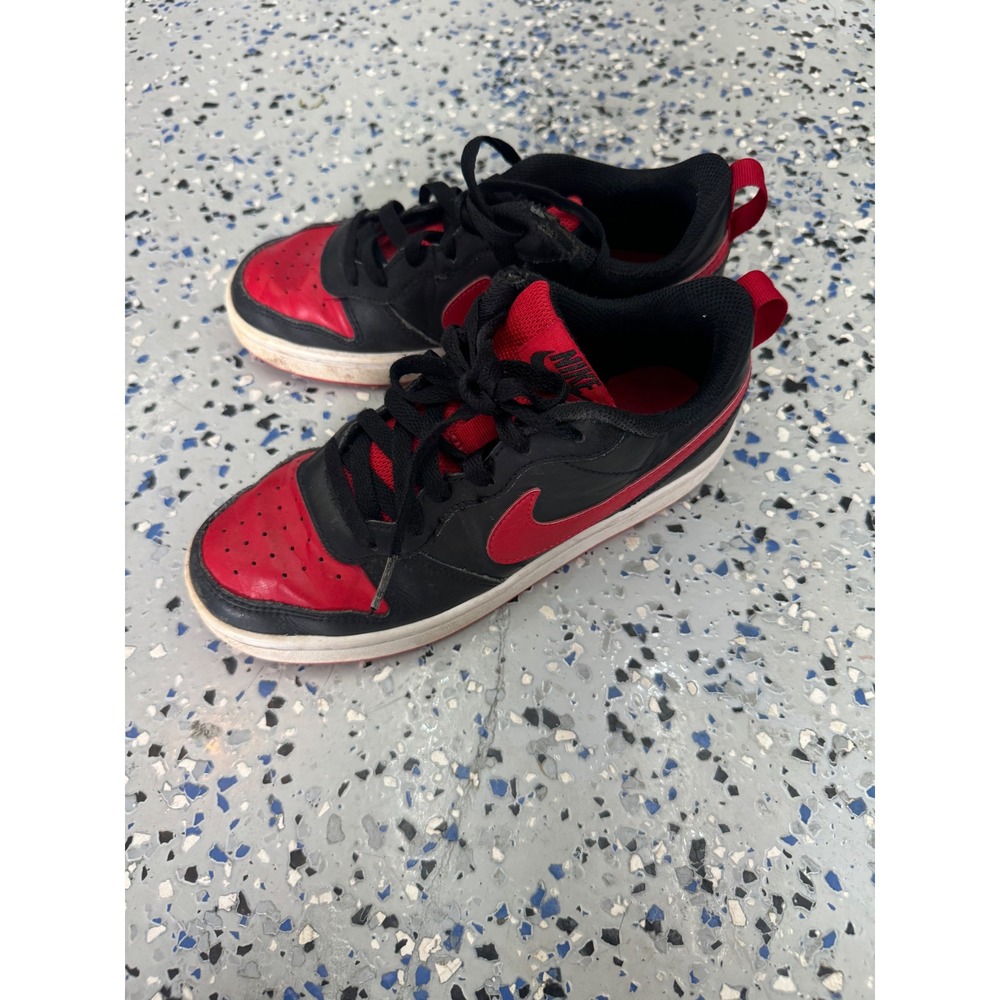 Nike Court Borough Low 2 Red Black Youth Kids Sneakers‎ Shoes BQ5447-007 4.5Y